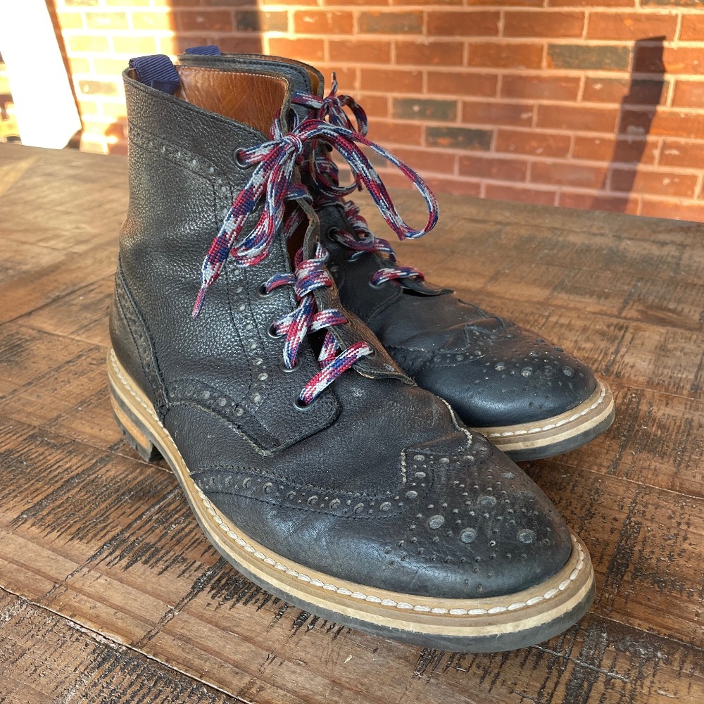 MR B'S for Aldo - Black Leather Wingtip Laceup Boots - 44 EUR